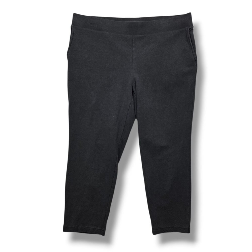 Pure Jill Slim Leg Cropped‎ Pant On Womens Medium Petite Black Pockets Pull